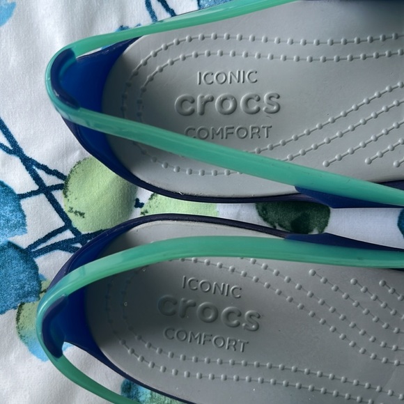 Discontinued CROCS jellies sandals in amazing blue and teal! Womens 11 - Picture 6 of 6